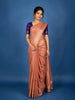 Peach Butta Woven Design Pure Kanchipuram Silk Saree