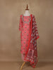 Peach Floral Design Cotton Salwar Suit - Diadem