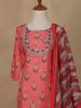 Peach Floral Design Cotton Salwar Suit - Diadem