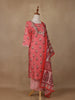 Peach Floral Design Cotton Salwar Suit - Diadem