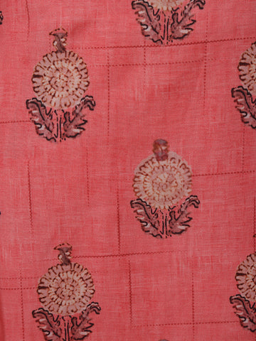 Peach Floral Design Cotton Salwar Suit - Diadem