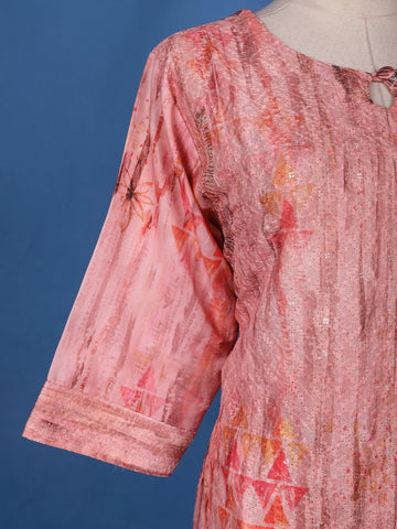 Peach Floral Design Printed Cotton Salwar Suit - Diadem