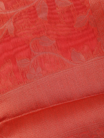 Peach Floral Design Tissue Silk Saree - Diadem