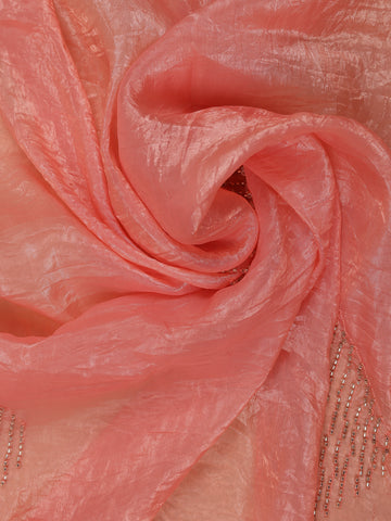 Peach Floral Designed Organza Designer Saree - Diadem
