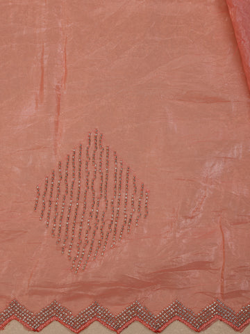 Peach Floral Designed Organza Designer Saree - Diadem