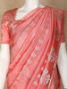 Peach Floral Designed Semi Silk Fancy Saree