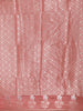 Peach Floral Designed Semi Silk Fancy Saree