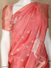 Peach Floral Designed Semi Silk Fancy Saree