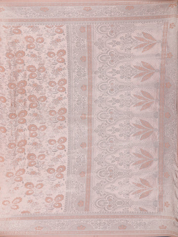 Peach Floral Designed Soft Silk Saree - Diadem