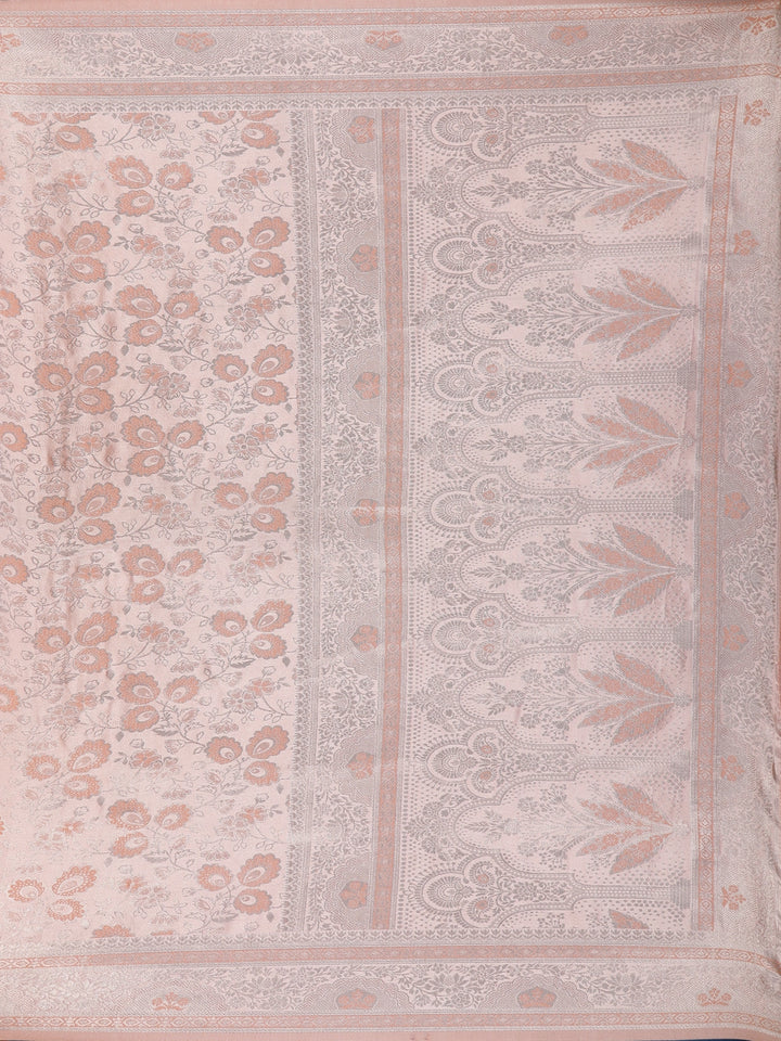 Peach Floral Designed Soft Silk Saree - Diadem