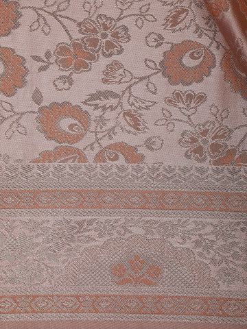 Peach Floral Designed Soft Silk Saree - Diadem