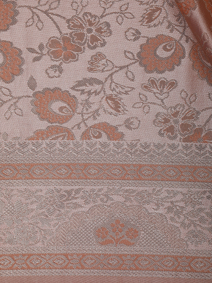 Peach Floral Designed Soft Silk Saree - Diadem
