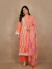 Peach Floral Embroidered Design Cotton Straight Cut Salwar Suit