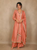 Peach Floral Embroidered Design Tissue Silk Anarkali Salwar Suit