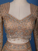 Peach Floral Embroidered Net Lehenga for Brides - Diadem