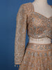 Peach Floral Embroidered Net Lehenga for Brides - Diadem