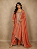 Peach Floral Embroidered Tissue Silk Palazzo Suit with Dupatta