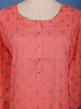 Peach Floral Geometric Design Printed Cotton Kurti - Diadem