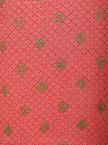 Peach Floral Geometric Design Printed Cotton Kurti - Diadem
