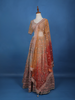 Peach Floral Motif Embroidery Bridal Net Lehenga Set - Diadem
