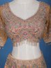 Peach Floral Motif Embroidery Bridal Net Lehenga Set - Diadem