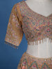 Peach Floral Motif Embroidery Bridal Net Lehenga Set - Diadem