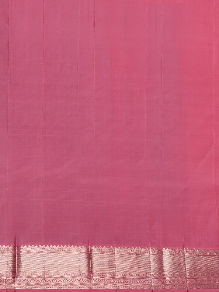 Peach Floral Woven Pure Kanchipuram Silk Saree - Diadem