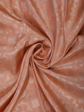 Peach Floral Woven Pure Kanchipuram Silk Saree - Diadem