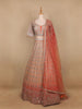 Peach Georgette Floral Designed Bridal Lehenga - Diadem