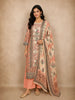Peach Kashmiri Floral Printed Design Crepe Straight Cut Salwar Suit with Dupatta