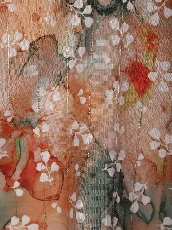 Peach Multicolor Floral Printed Straight Kurta - Diadem