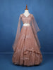 Peach Net Sequins And Floral Embroidery Bridesmaid Lehenga - Diadem
