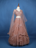Peach Net Sequins And Floral Embroidery Bridesmaid Lehenga - Diadem