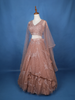 Peach Net Sequins And Floral Embroidery Bridesmaid Lehenga - Diadem