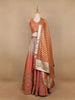 Peach Orange Banarasi Silk Mirror Work Bridesmaids Lehenga