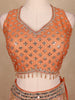 Peach Orange Banarasi Silk Mirror Work Bridesmaids Lehenga