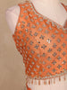 Peach Orange Banarasi Silk Mirror Work Bridesmaids Lehenga