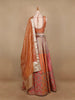 Peach Orange Banarasi Silk Mirror Work Bridesmaids Lehenga