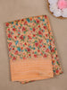 Peach Orange Floral Designed Fancy Cotton Saree - Diadem