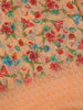 Peach Orange Floral Designed Fancy Cotton Saree - Diadem