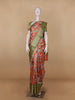 Peach Orange Floral Designed Kora Printed Saree - Diadem