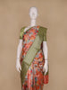 Peach Orange Floral Designed Kora Printed Saree - Diadem