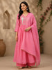 Peach Pink Floral Sequin Embroidery Silk Cotton Salwar Suit