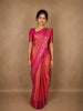 Peach Pink Floral Woven Design Pure Kanchipuram Silk Saree with Contrast Floral Zari Border