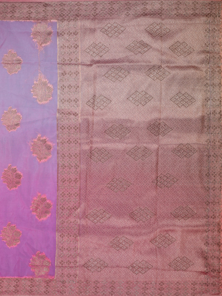 Peach Pink Ombre Zari Sequin Embellishment Organza Saree - Diadem