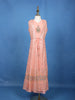 Peach Pink Sequin Embroidery Net Gown - Diadem