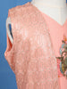 Peach Pink Sequin Embroidery Net Gown - Diadem