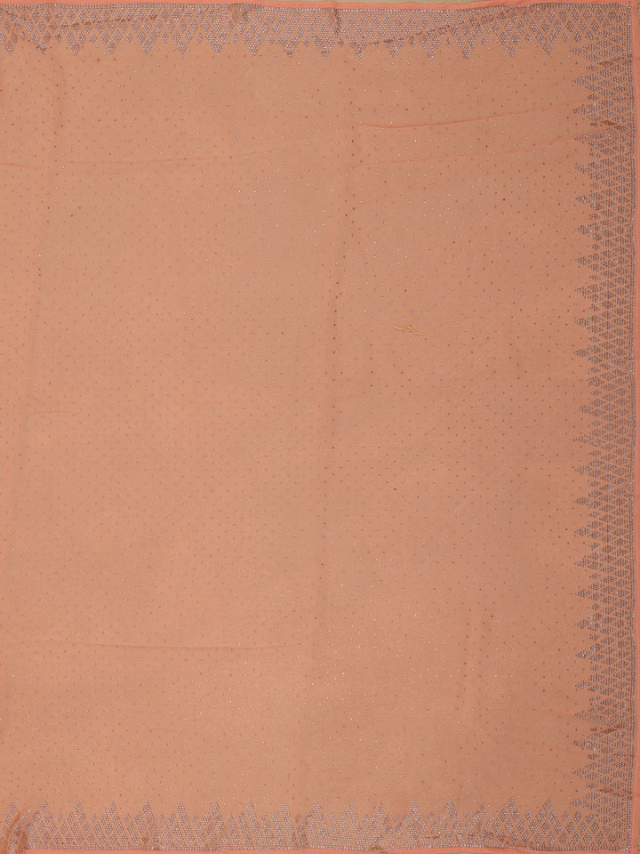 Peach Sequins Design Satin Saree - Diadem