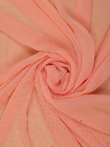 Peach Sequins Design Satin Saree - Diadem
