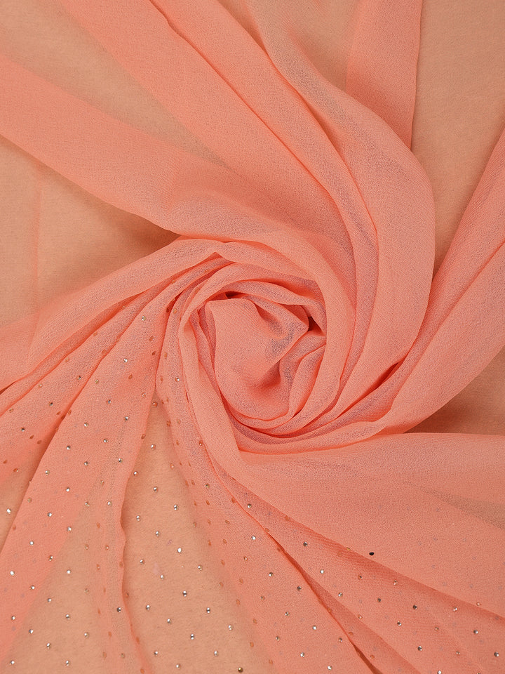 Peach Sequins Design Satin Saree - Diadem